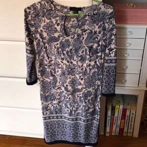 Blue and Cream Floral Dress